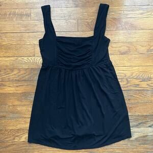 Black ruched flowy babydoll tank top Boston Proper XS